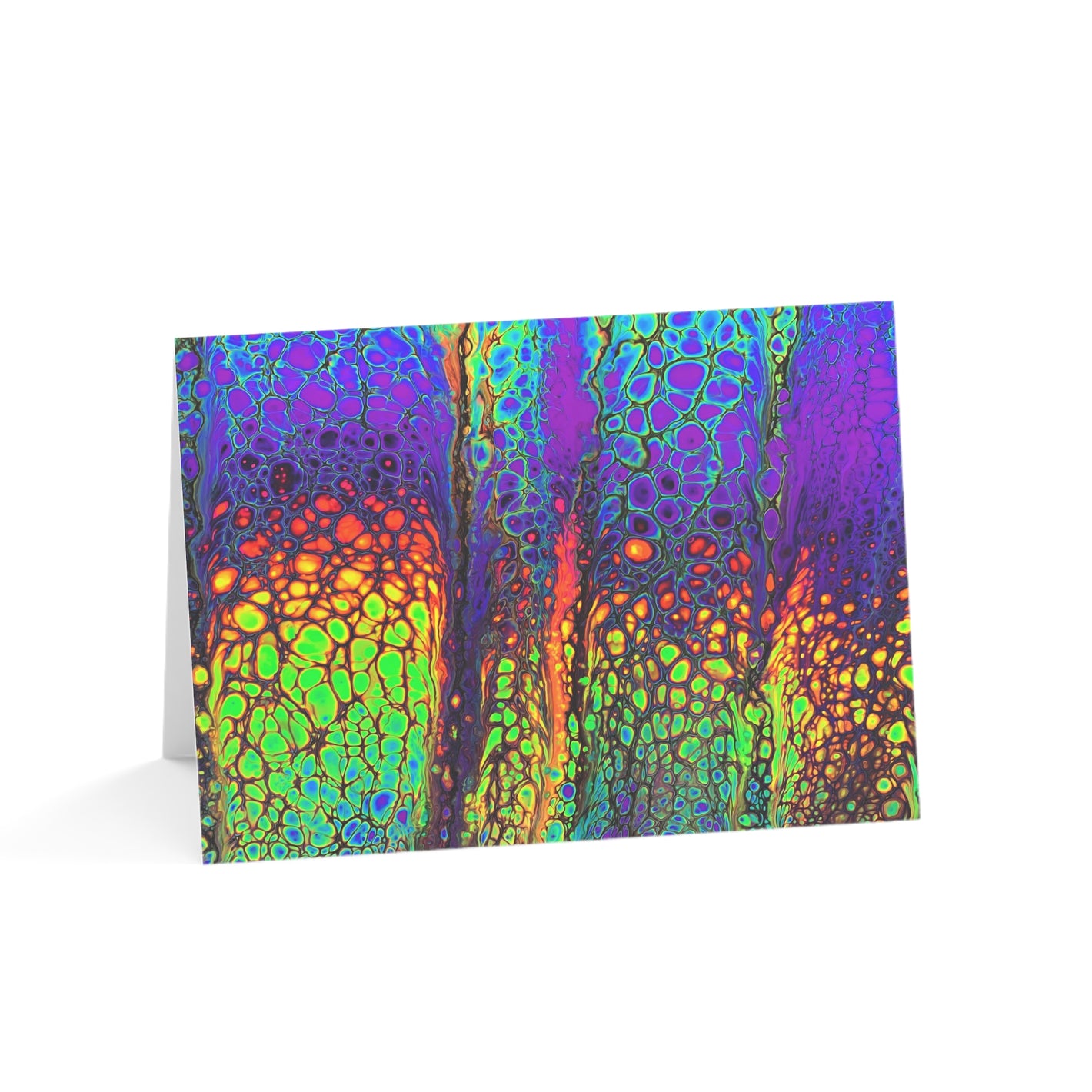 Bespattered Facade Neon Lava Greeting Cards | Sets of 1, 10, 30, or 50