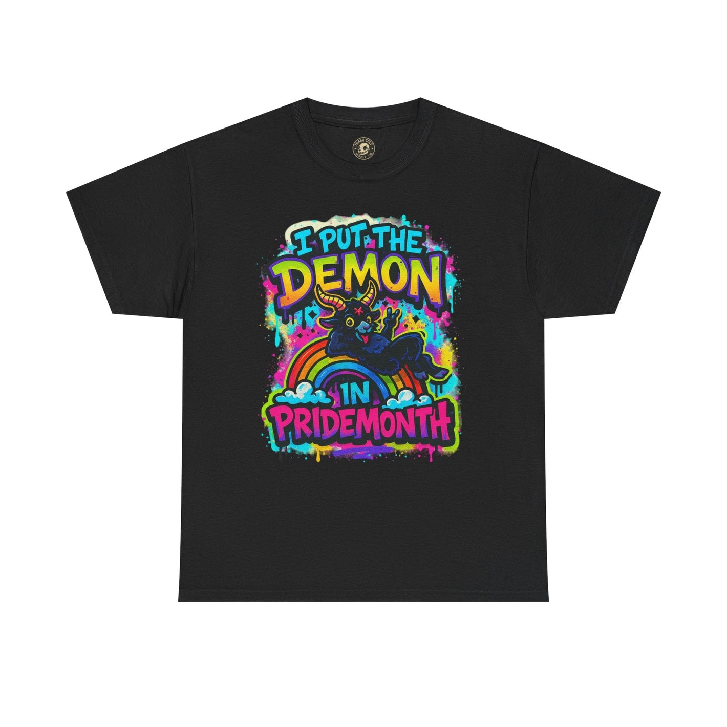 Pride Month Unisex Tee - I Put the Demon in Pride Month, LGBTQ+ Apparel, Rainbow Shirt, Festival Wear, Gift for Allies & Activists