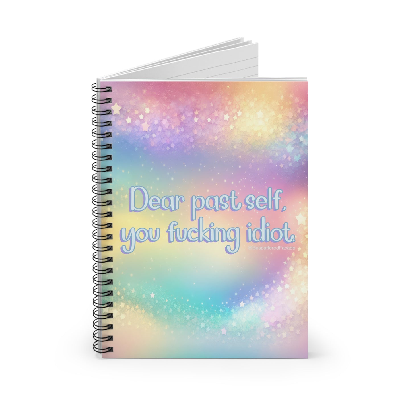 Bespattered Facade Rainbow "Dear Past Self" Spiral Notebook - Lined Pages