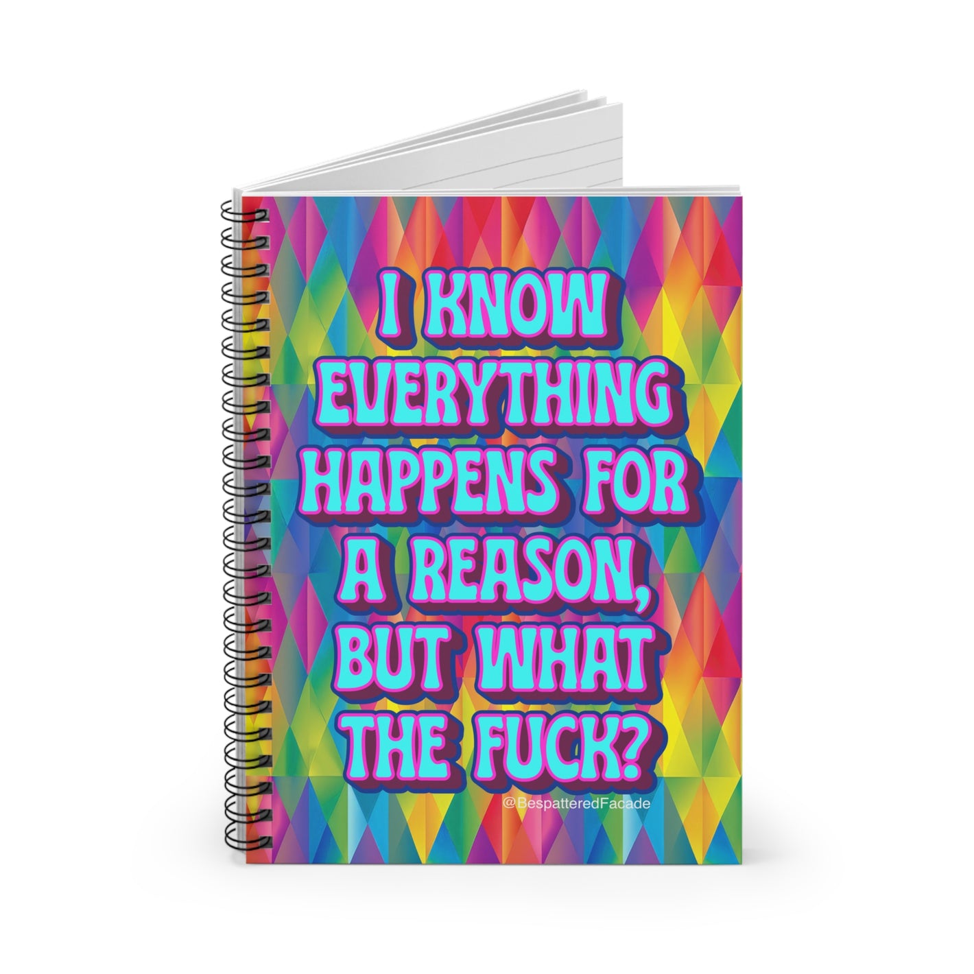 Bespattered Facade Rainbow "WTF" Spiral Notebook - Lined Pages
