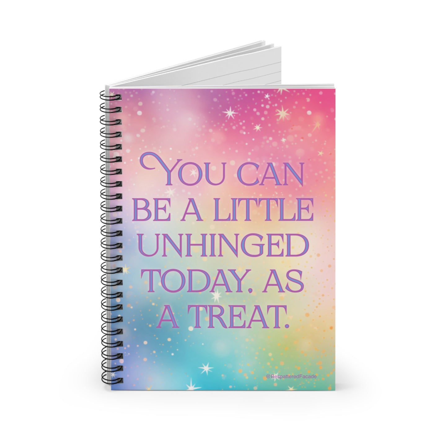 Bespattered Facade Rainbow "Treat Yourself" Spiral Notebook - Lined Pages