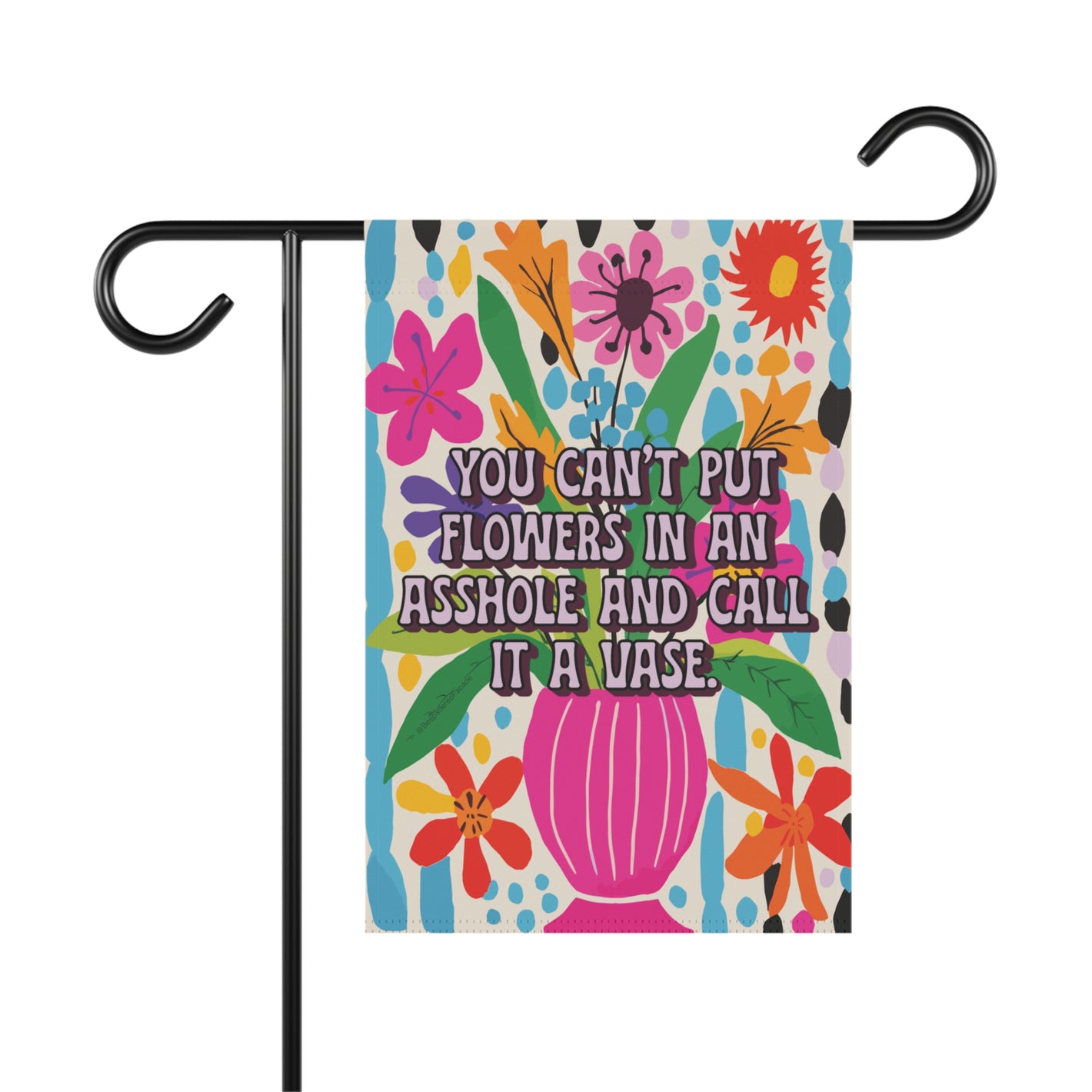 Bespattered Facade Flower Vase Floral Garden Flag