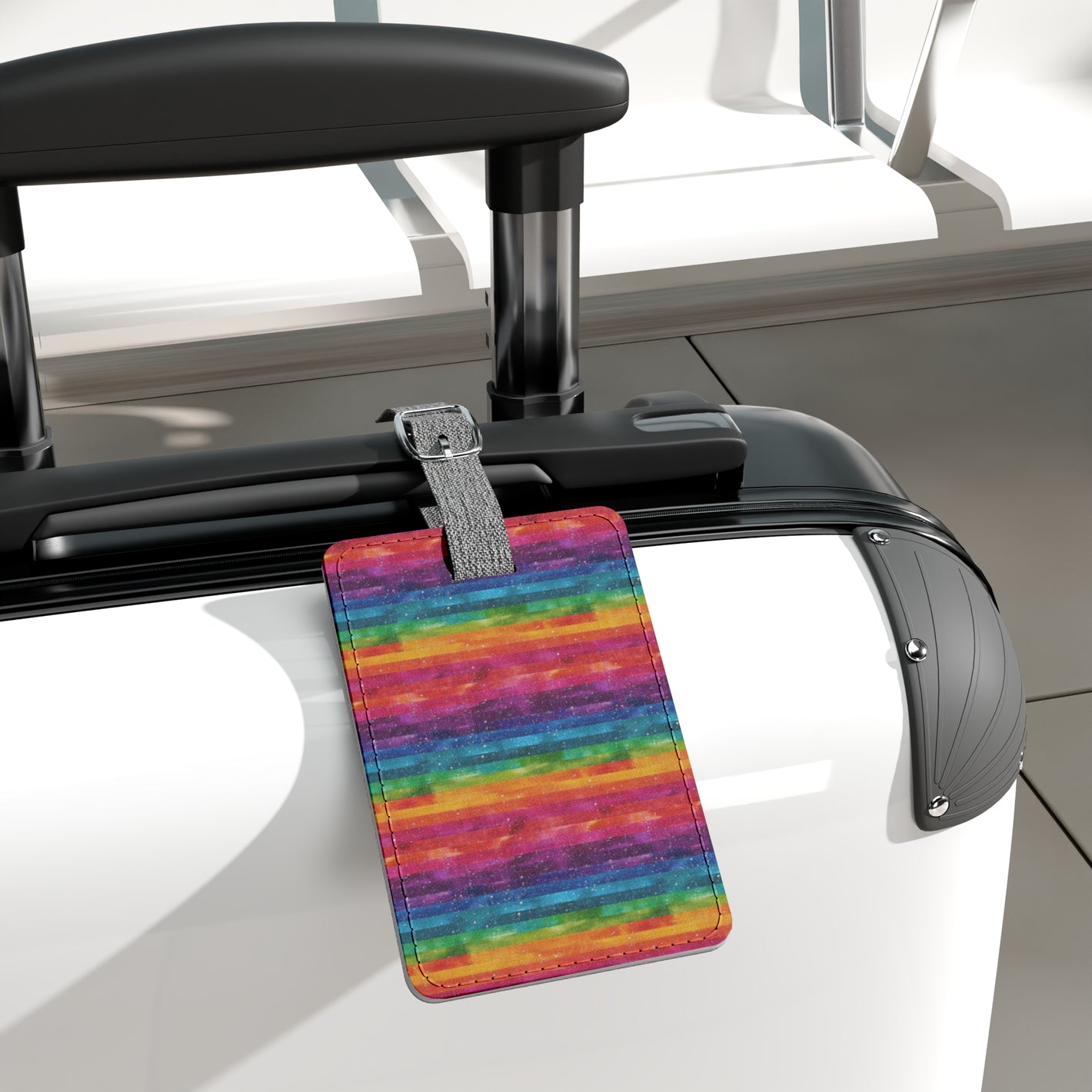 Bespattered Facade Rainbow Stripes Saffiano Polyester Luggage Tag
