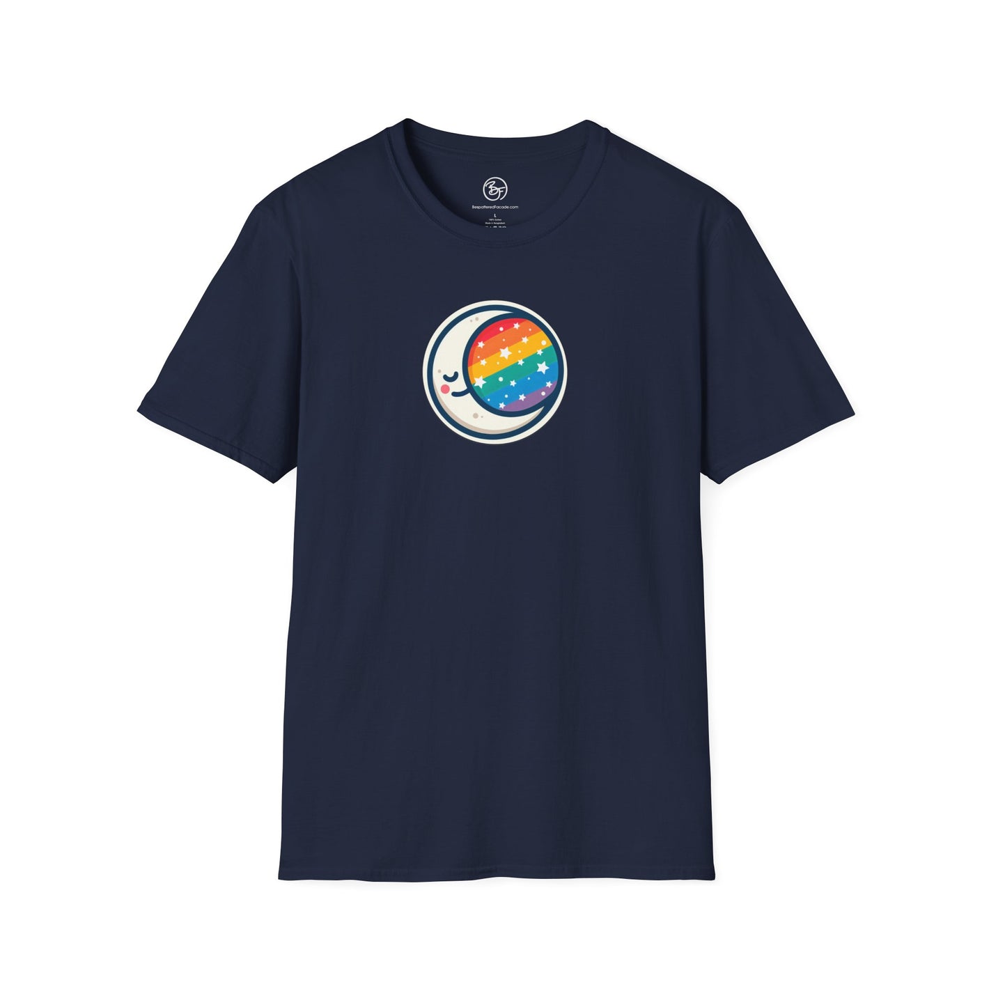 Bespattered Facade Rainbow Moon and Stars Unisex Softstyle T-Shirt
