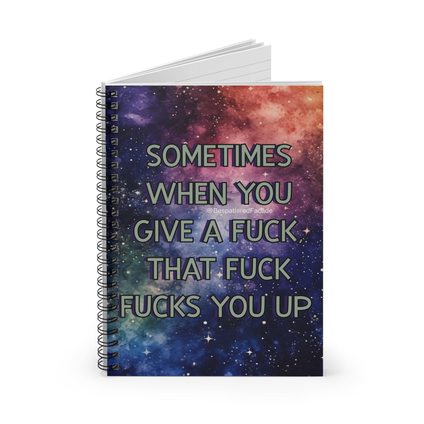 Bespattered Facade Rainbow "Give a F*ck" Spiral Notebook - Lined Pages
