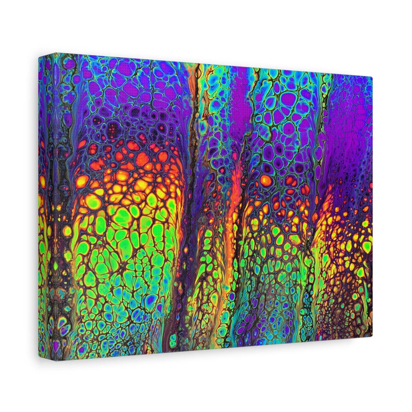 Bespattered Facade Neon Lava Stretched Matte Canvas Art Prints | Multiple Sizes