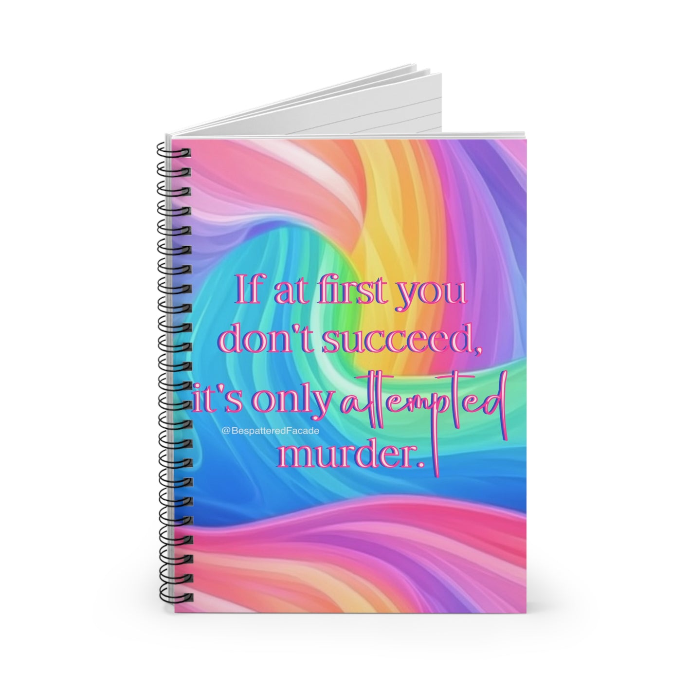 Bespattered Facade Rainbow "Keep Trying" Spiral Notebook - Lined Pages