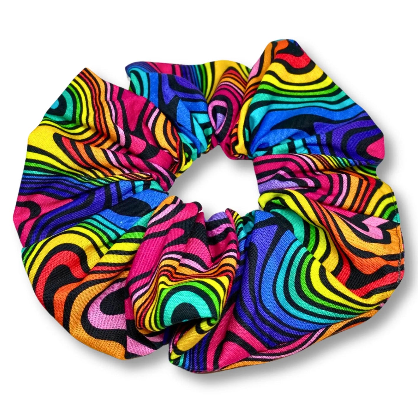 Black Rainbow Swirl Scrunchie