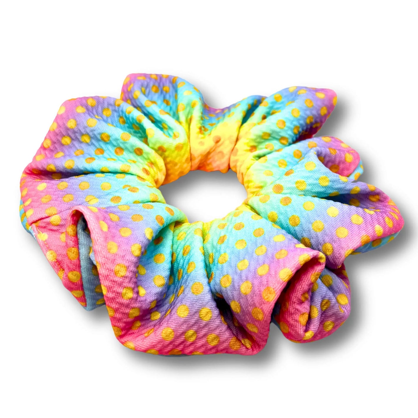Gold Dot Ombre Rainbow Bullet Scrunchie
