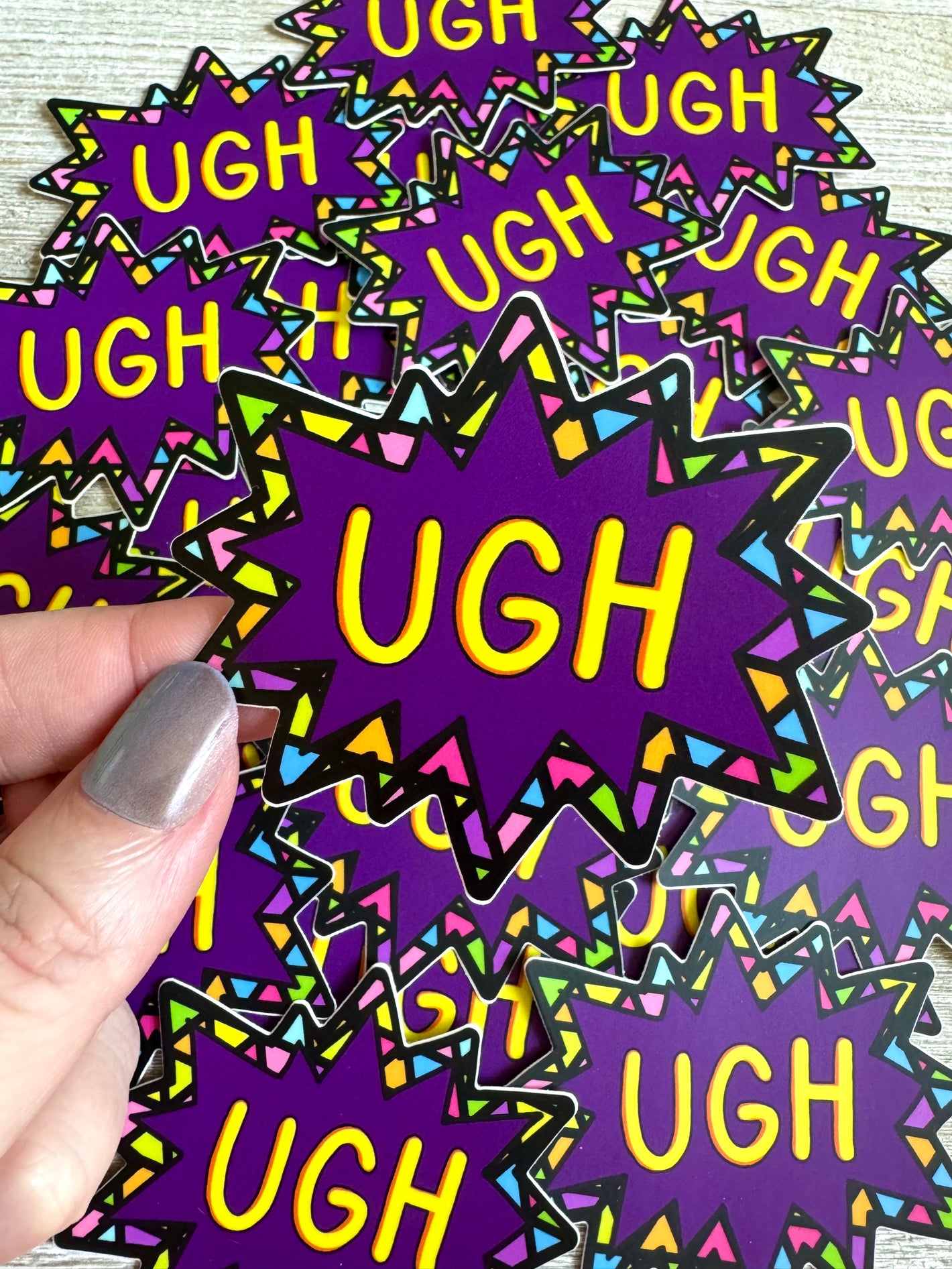 Bespattered Facade UGH! Colorful 90s Nostalgia Pop-Art Style Sticker