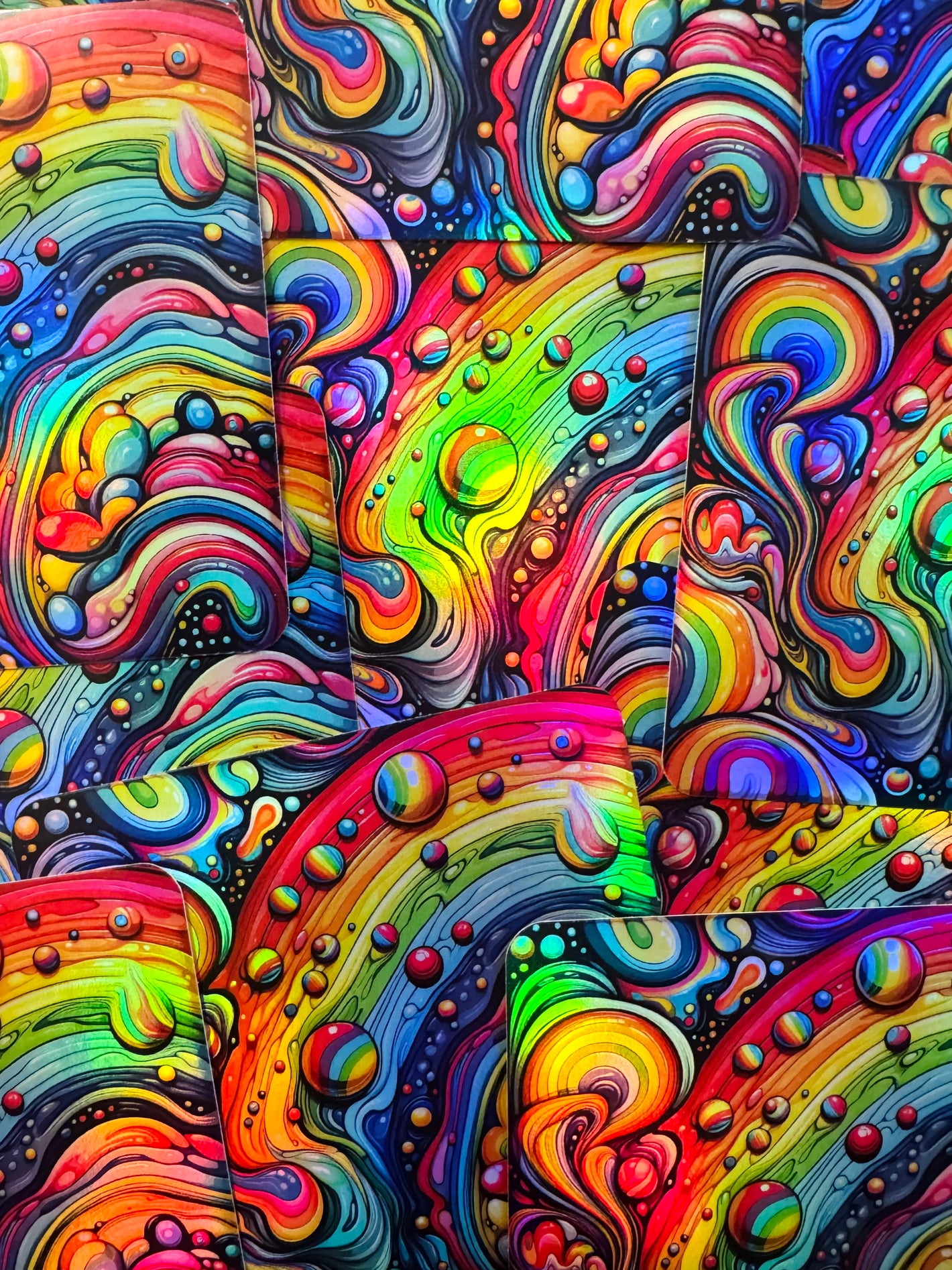 Bespattered Facade Holographic Rainbow Tidal Wave Refrigerator Magnet