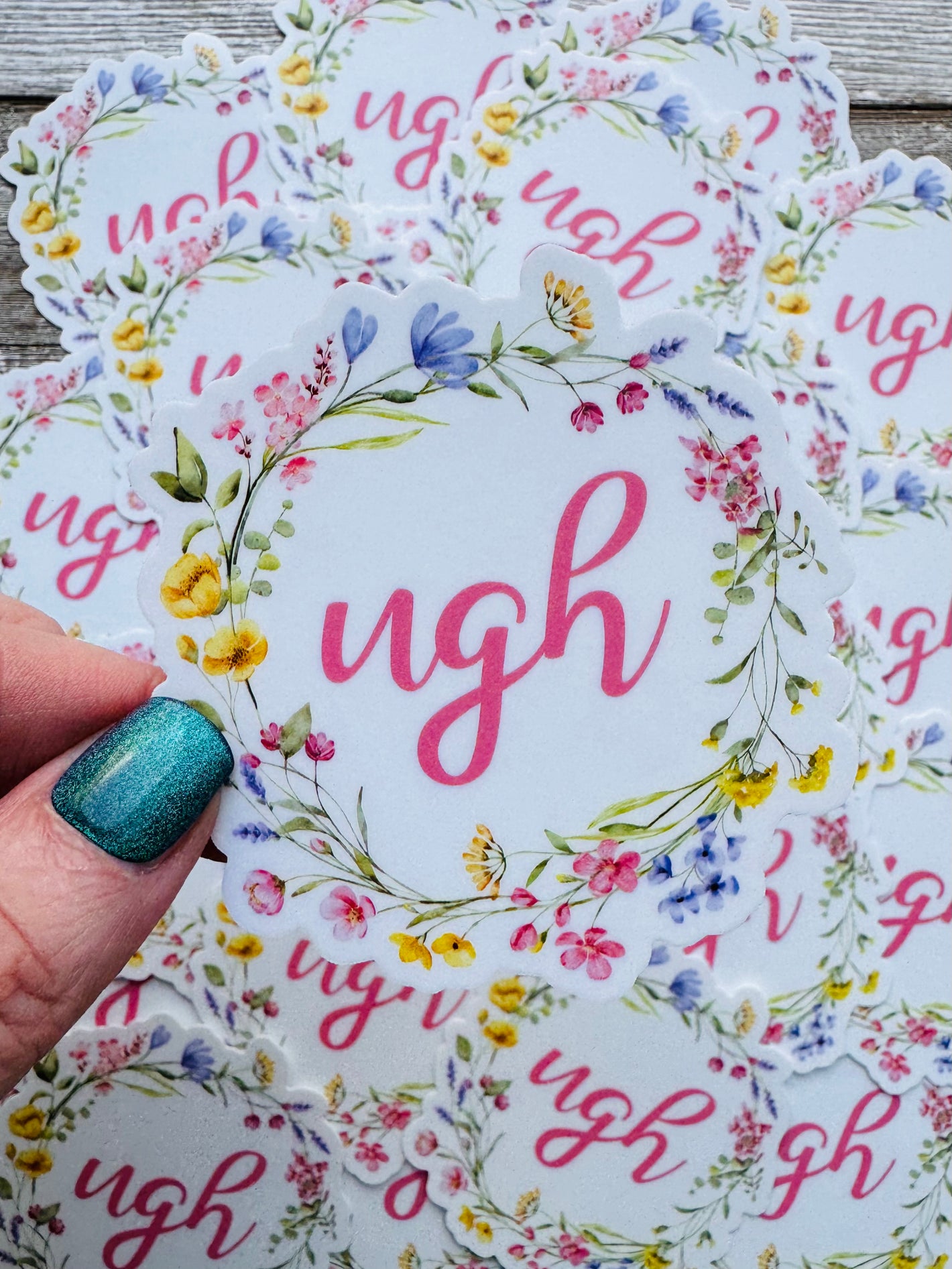Bespattered Facade "Ugh" Floral Sticker