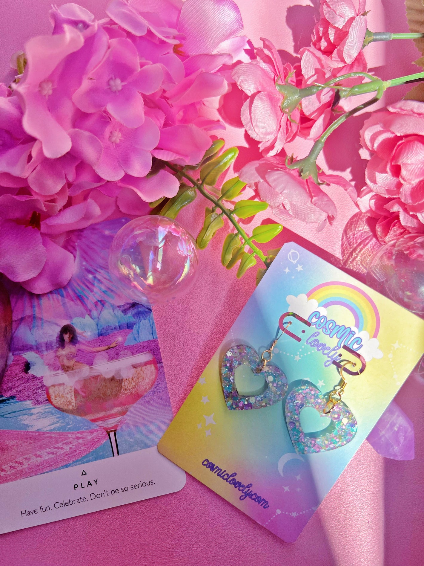 Spring Confetti Glitter Heart Earrings