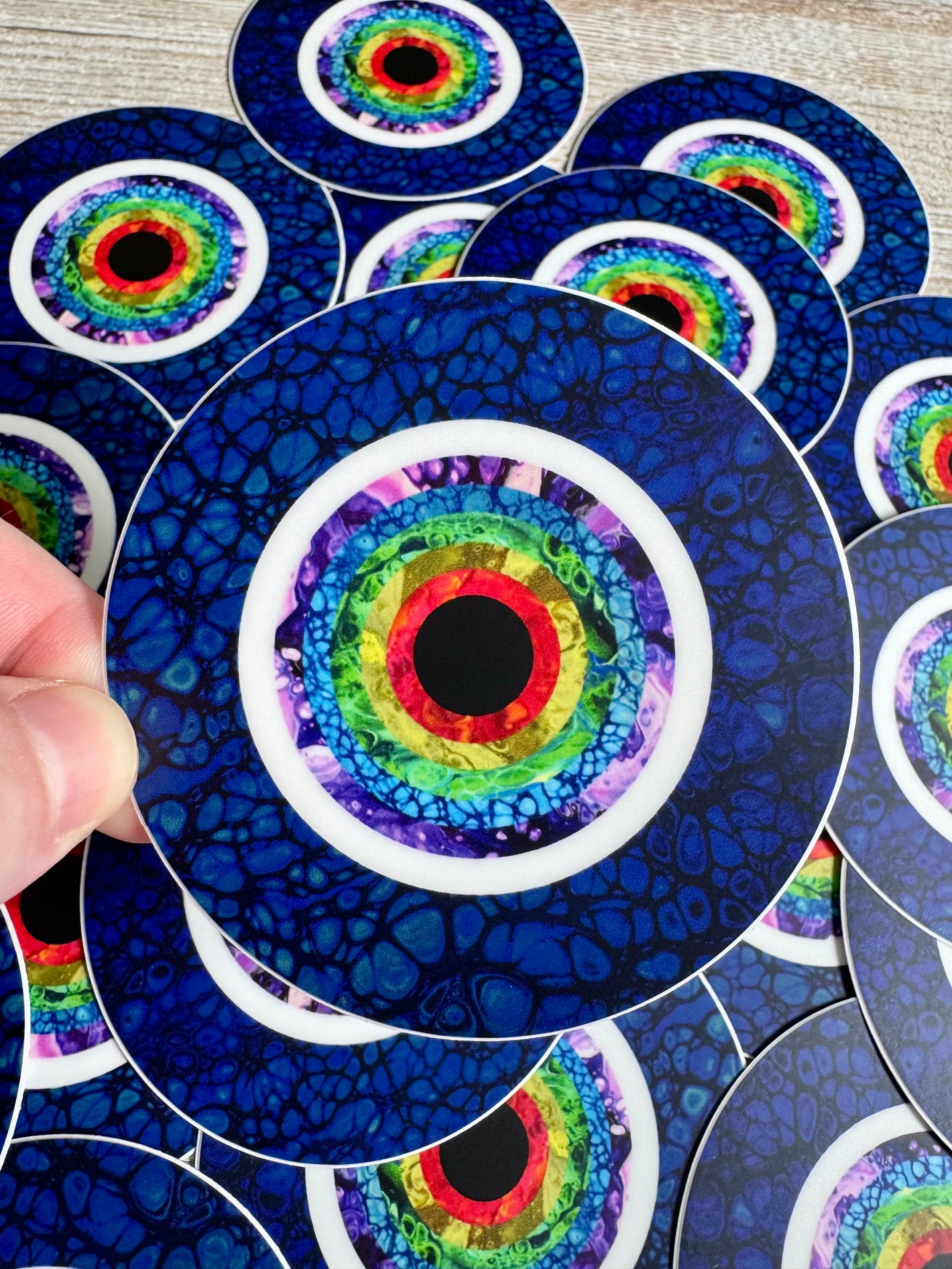 Bespattered Facade Rainbow Painting Collage Evil Eye Sticker