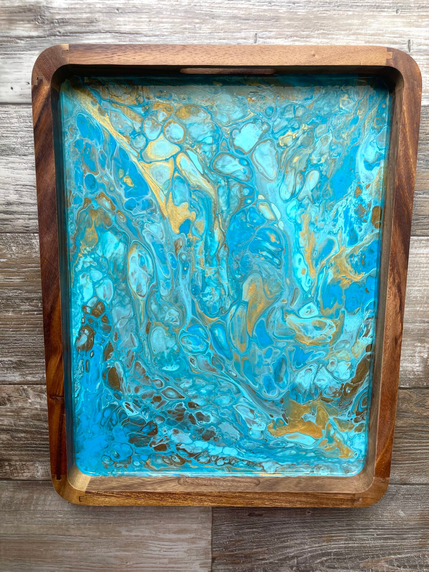 Seaside Large Rectangle Acacia Wood Tray