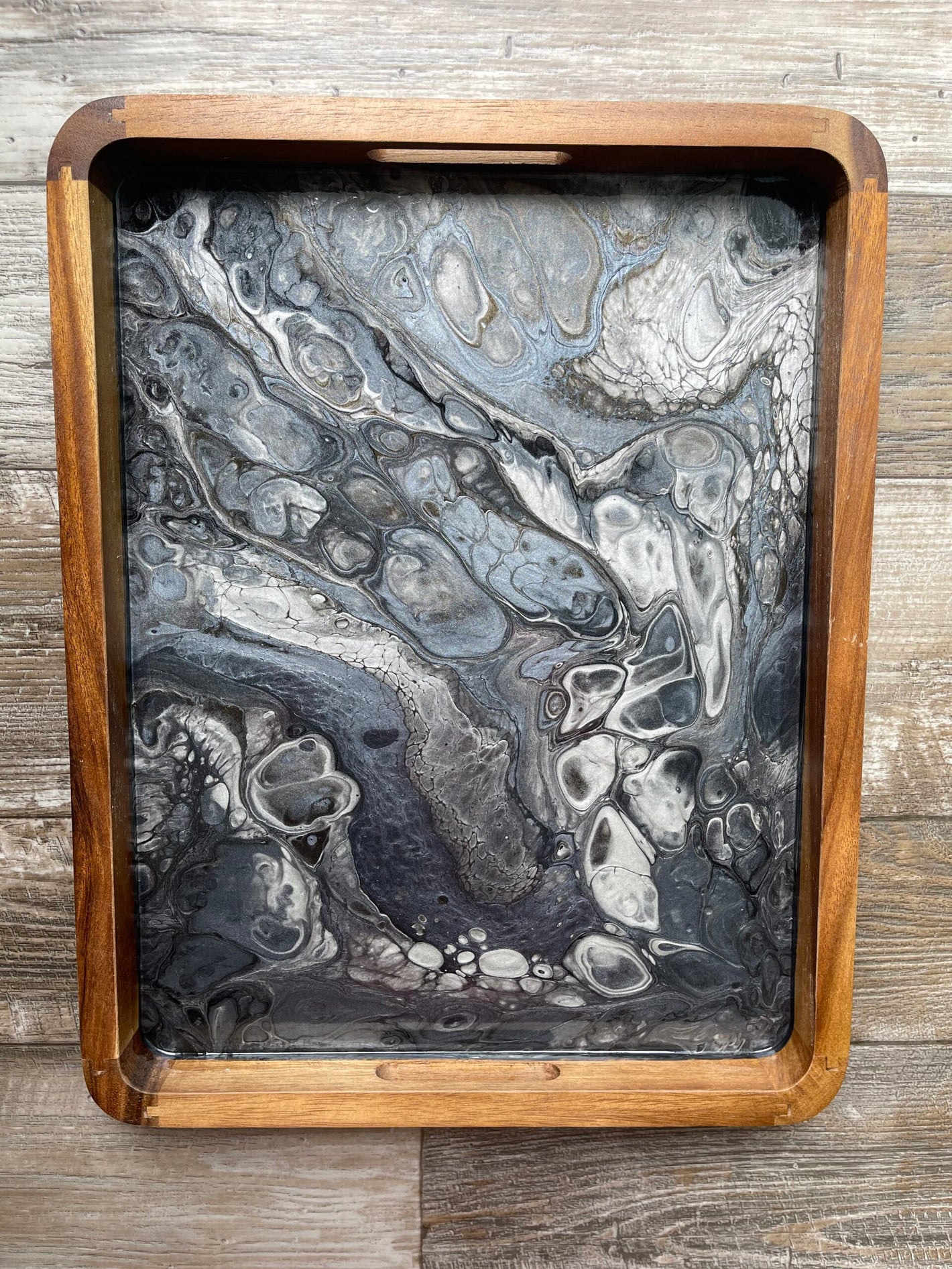 Black Tie Large Rectangle Acacia Wood Tray