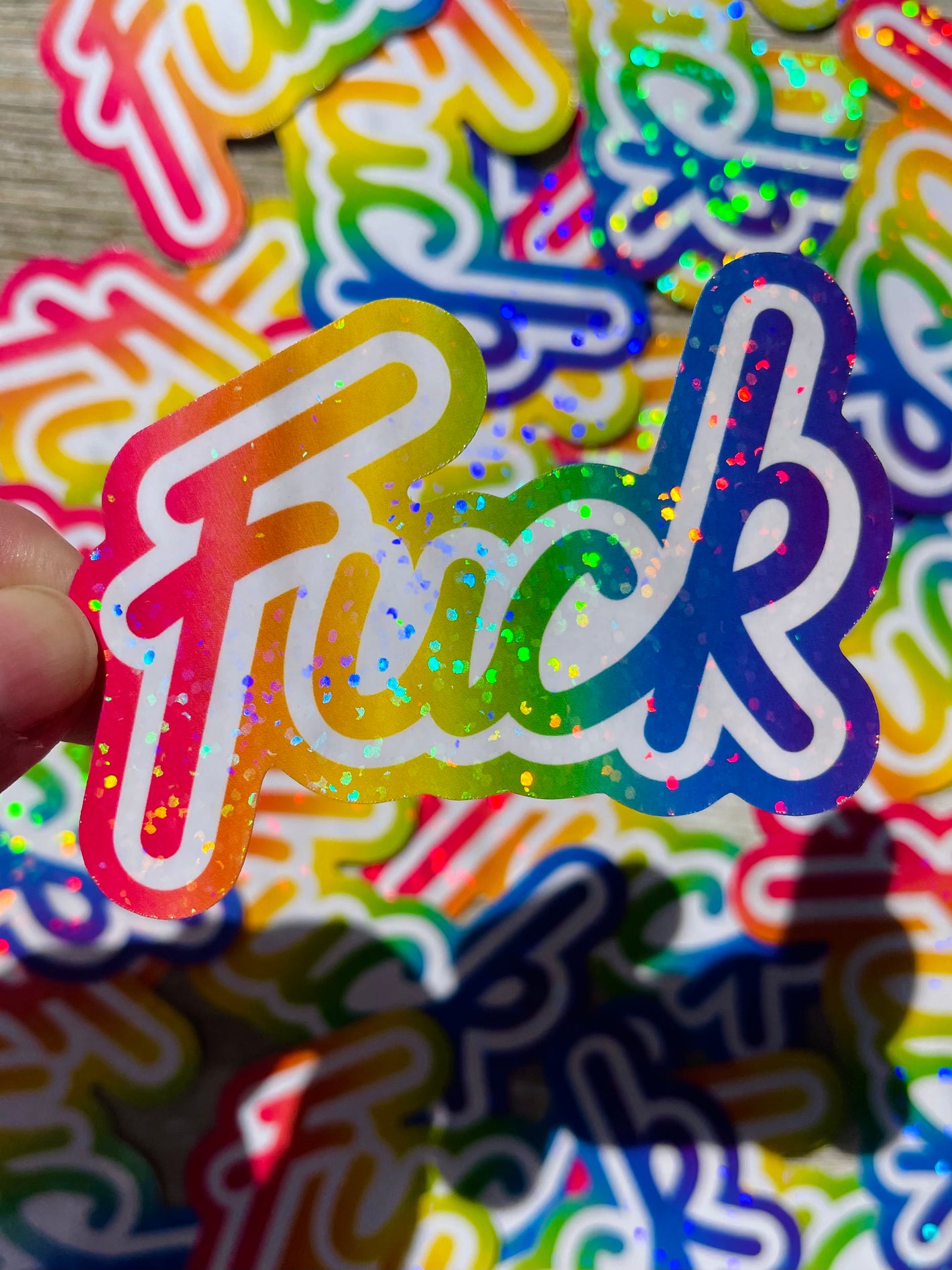 Everyone's Favorite Word Colorful 90s Flashback Holographic Dots Sticker