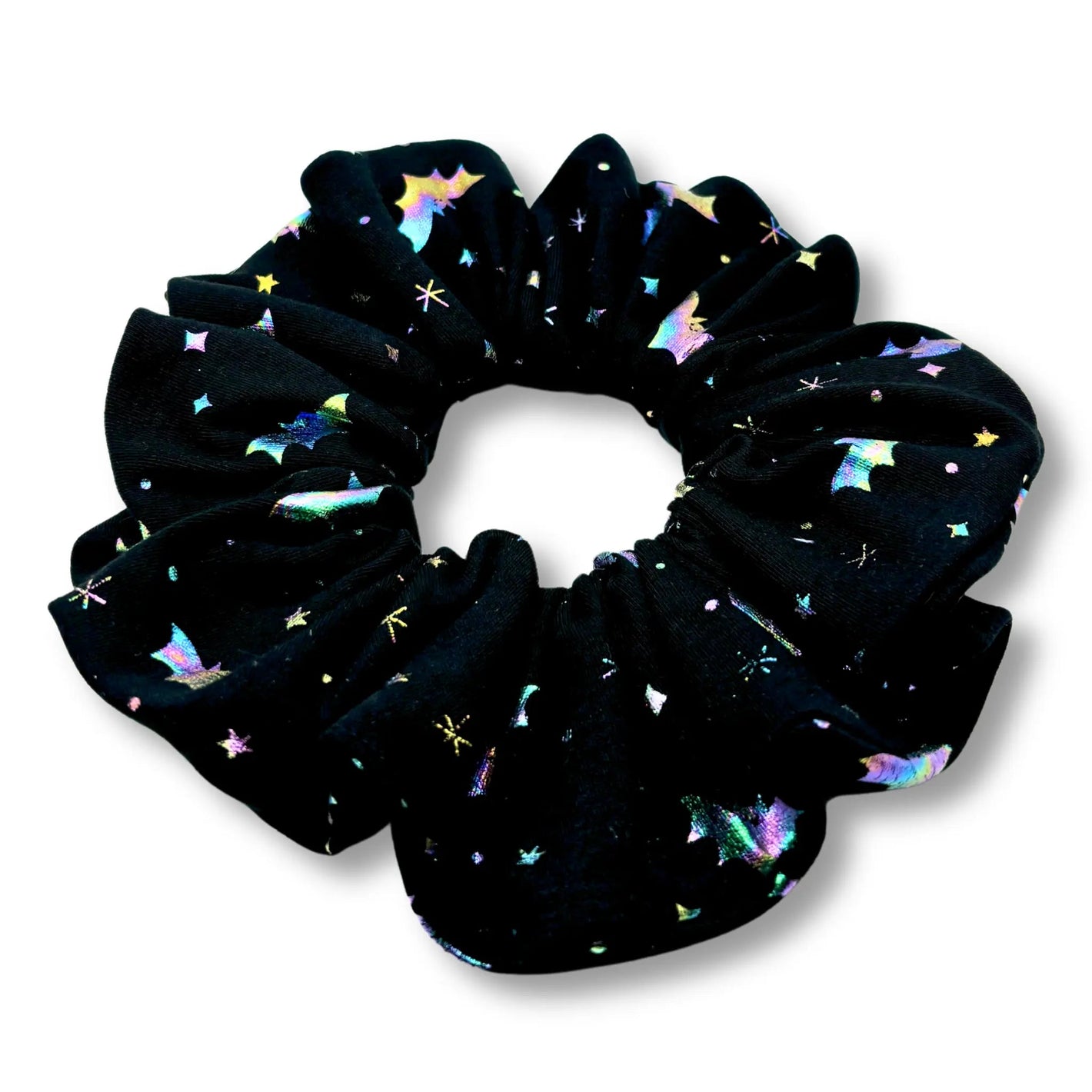 Holographic Bats Halloween Scrunchie