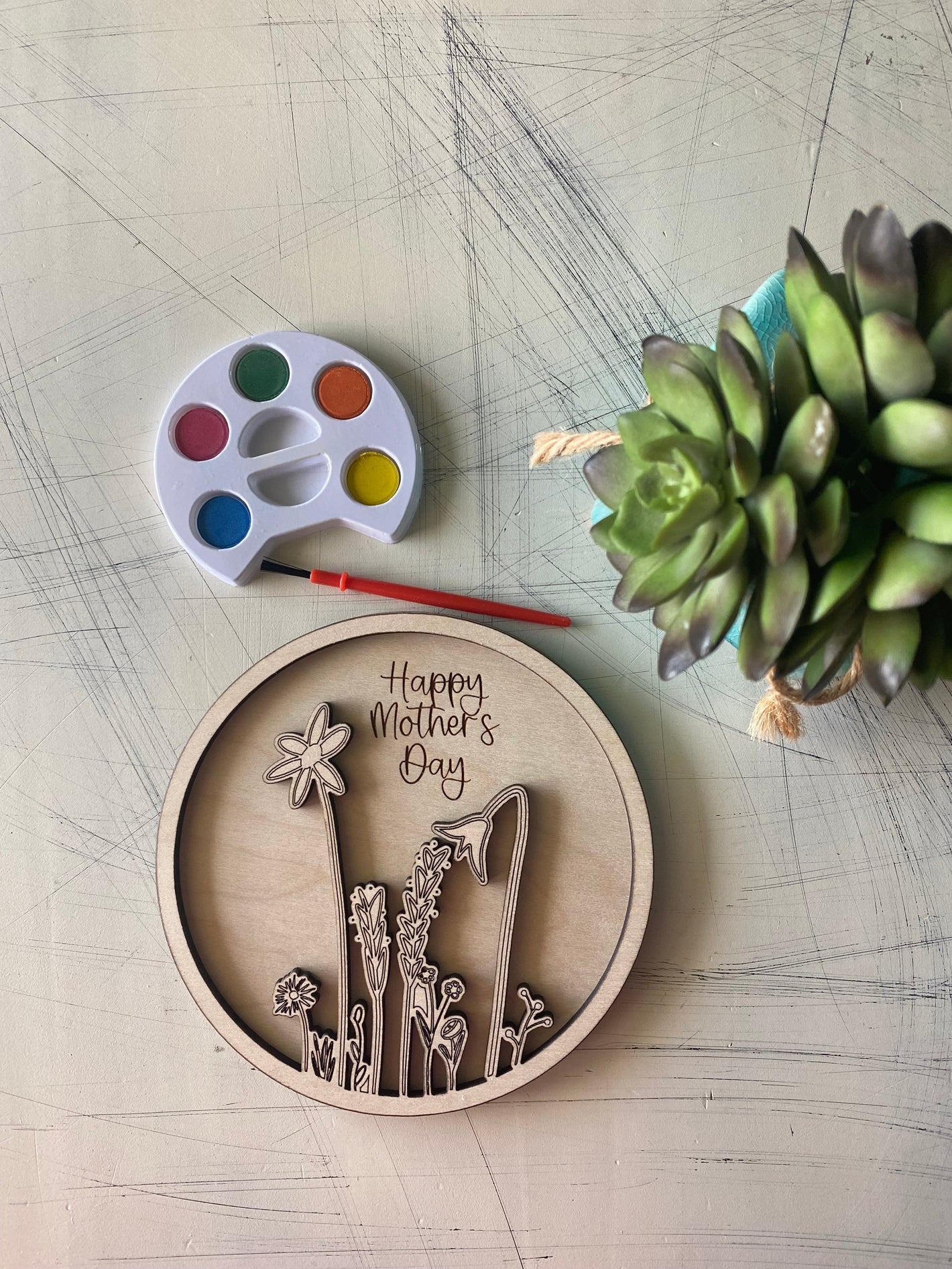 Mother's Day Wildflowers Craft Kit - Wood Canvas + Watercolor