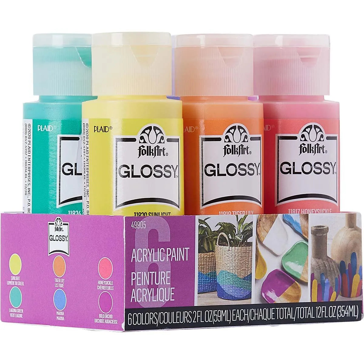 FolkArt Glossy Acrylic Paint Set (6 Bottles - 2 oz)
