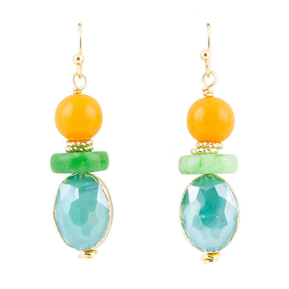 Apricot Colorful Golden Drop Earrings