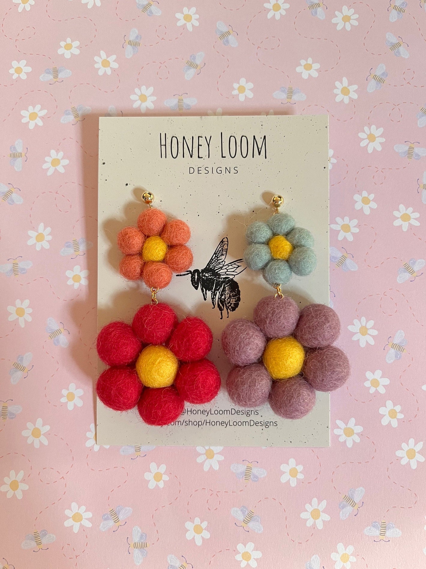 Rainbow Daisy Dangle Earrings