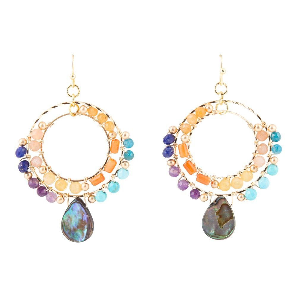 Kaleidoscope Multistone Golden Chandelier Earrings