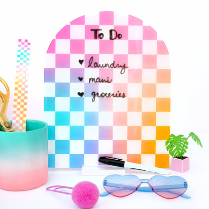 Ombre Checkerboard arch dry erase acrylic memo board