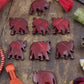 Herd of Burgundy Elephants: Hand Carved Bone Beads, 24x26mm, 6 pieces