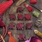 Herd of Burgundy Elephants: Hand Carved Bone Beads, 24x26mm, 6 pieces