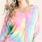 BiBi Long Sleeve Tie Dye Terry T Shirt Relaxed Comfort