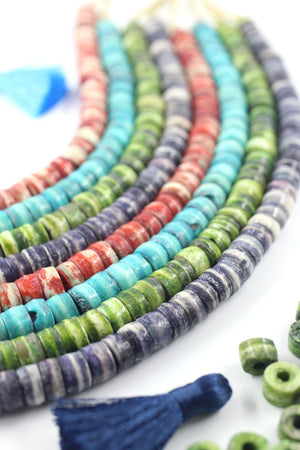 Handmade Rondelle Spacer Bone Beads, 8x4mm, 45 Pieces