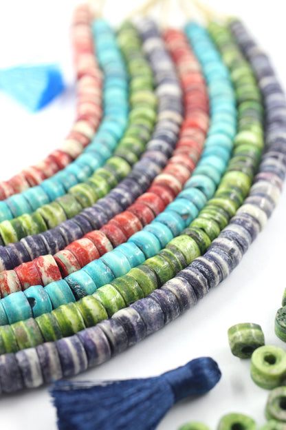 Handmade Rondelle Spacer Bone Beads, 8x4mm, 45 Pieces