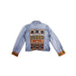 One-of-a-Kind Embroidered Tween Flower Denim Fringe Jacket - Thailand