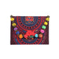 Pom Pom Embroidered Tribal Clutch | iPad Bag - Thailand