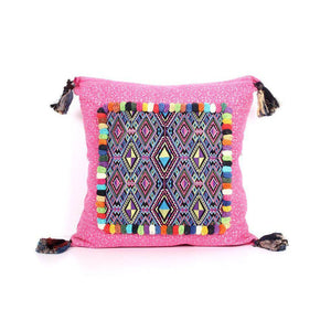 Batik Printed Embroidery Fabric Geometric Cushion- Thailand