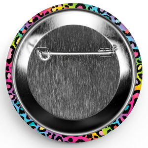 Bespattered Facade Everyone's Favorite Word Rainbow Leopard Print Button Pin
