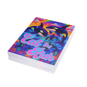 Bespattered Facade "Eat the Rich" Orcas Postcards (no envelopes) | Sets of 10, 30, or 50