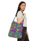 Bespattered Facade Candy Coated Neon Leopard Adjustable Tote Bag | 2 Sizes