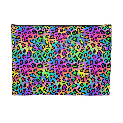 Bespattered Facade Candy Coated Neon Leopard Accessory Pouch | 2 Sizes
