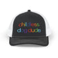 Childless Dog Dude Rainbow Embroidered Snapback Trucker Cap (10 Hat Colors)