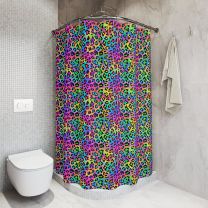 Bespattered Facade Candy Coated Neon Leopard Shower Curtain