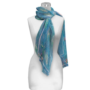 Monet Water Lilies Long Sheer Scarf – Lightweight, Elegant, Silky-Soft