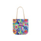 Bespattered Facade Colorful Flowers Canvas Tote Bag | 3 Sizes and 5 Strap Colors