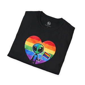 Bespattered Facade Rainbow Extraterrestrial Pride Unisex Softstyle T-Shirt