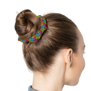 Bespattered Facade Neon Rainbow Leopard Scrunchie