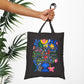 Bespattered Facade "Don't Forget" Floral Canvas Tote Bag Reusable Carryall