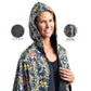 William Morris Golden Flowers & Black Womens Rain Cape - Rainproof Breathable Rain Poncho