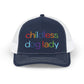 Childless Dog Lady Rainbow Embroidered Snapback Trucker Cap (10 Hat Colors)