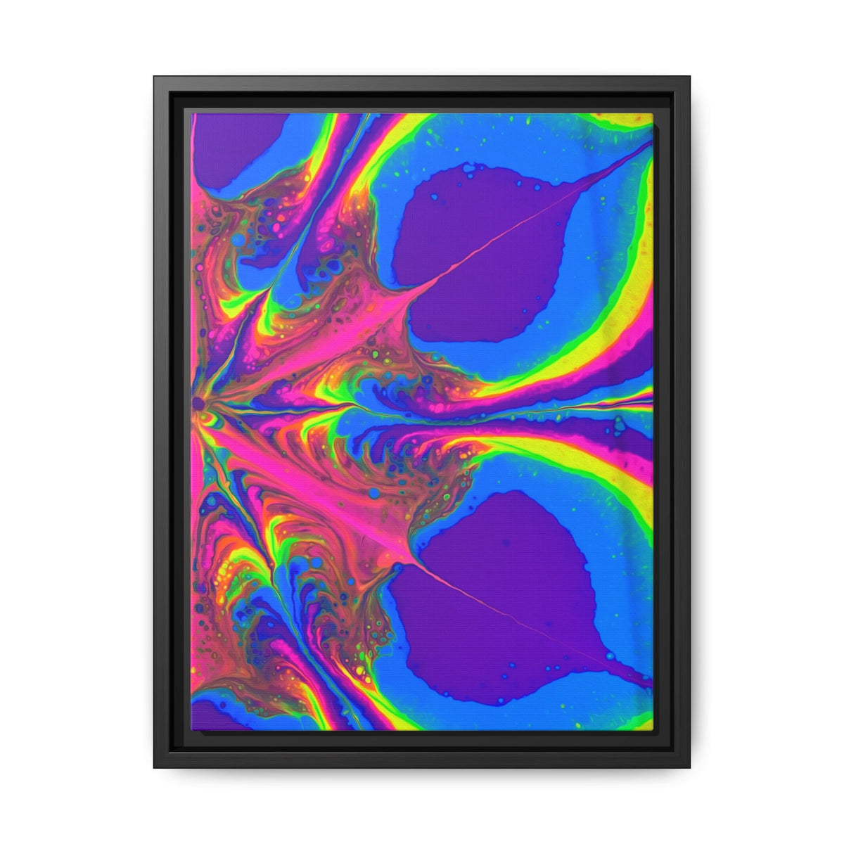 Bespattered Facade Fluid Art Abstract Painting Framed Canvas Art Print | 4 Frame Colors | Multiple Sizes